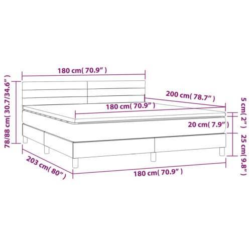 Krevet box spring s madracem LED plavi 180x200 cm od tkanine - Plava 180 x 200 cm vodoravne pruge Cijena