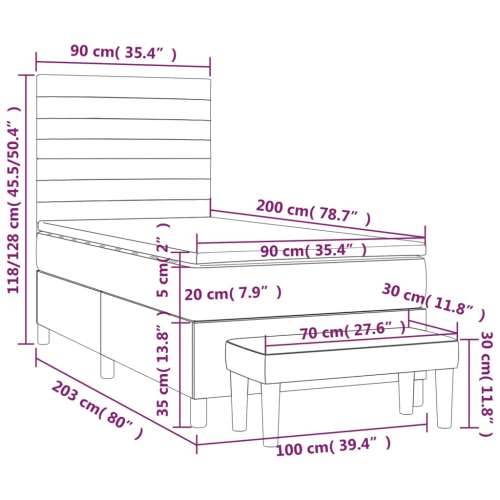 Krevet s oprugama i madracem plavi 90 x 200 cm od tkanine - Plava 90 x 200 cm vodoravne pruge Cijena