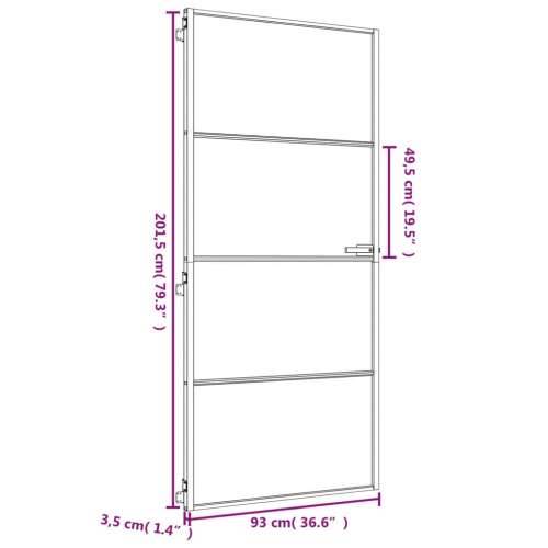 Sobna vrata tanka zlatna 93x201,5 cm kaljeno staklo i aluminij Cijena