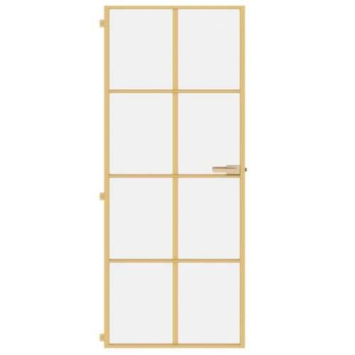Sobna vrata tanka zlatna 83x201,5 cm kaljeno staklo i aluminij - Zlatna i prozirna 83 x 201.5 cm 1 Mreže 4 x 2 Cijena