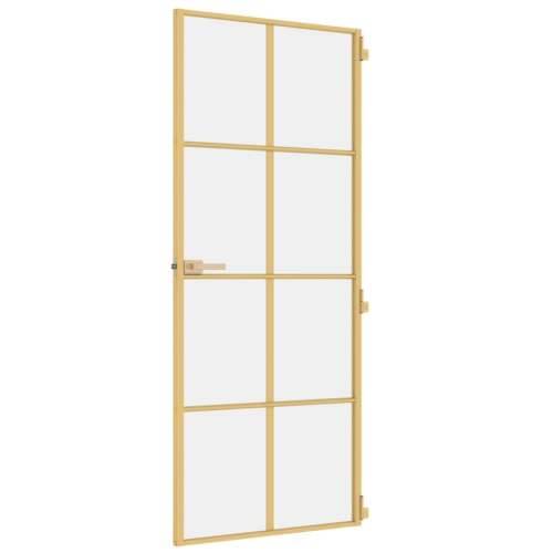 Sobna vrata tanka zlatna 83x201,5 cm kaljeno staklo i aluminij - Zlatna i prozirna 83 x 201.5 cm 1 Mreže 4 x 2 Cijena
