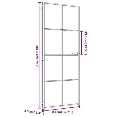 Sobna vrata tanka zlatna 83x201,5 cm kaljeno staklo i aluminij - Zlatna i prozirna 83 x 201.5 cm 1 Mreže 4 x 2 Cijena
