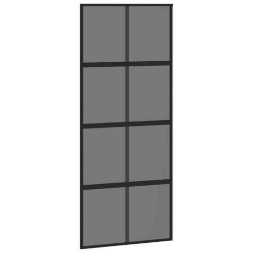 Klizna vrata crna 90 x 205 cm od kaljenog stakla i aluminija Cijena