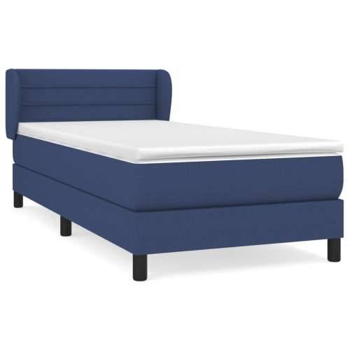 Krevet s oprugama i madracem plavi 90 x 190 cm od tkanine - Plava 90 x 190 cm vodoravne pruge Cijena