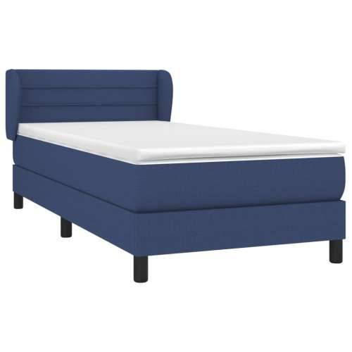 Krevet s oprugama i madracem plavi 90 x 190 cm od tkanine - Plava 90 x 190 cm vodoravne pruge Cijena
