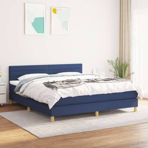 Krevet s oprugama i madracem plavi 180x200 cm od tkanine - Plava 180 x 200 cm vodoravne pruge Cijena