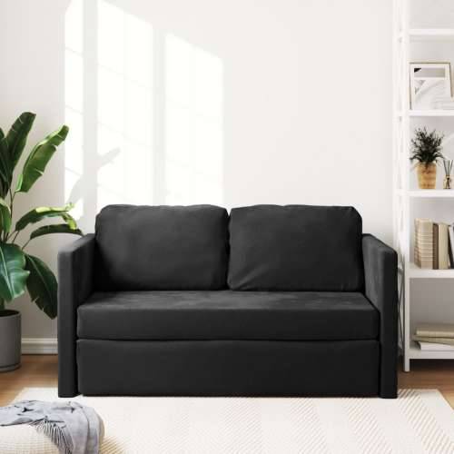 Podni kauč na razvlačenje 2-u-1 crni 122x204x55 cm baršunasti - Crna Cijena