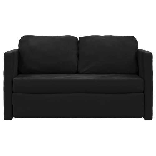 Podni kauč na razvlačenje 2-u-1 crni 122x204x55 cm baršunasti - Crna Cijena