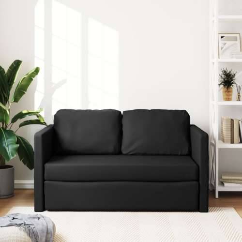 Podni kauč na razvlačenje 2-u-1 crni 112x174x55 cm umjetna koža - Crna Cijena