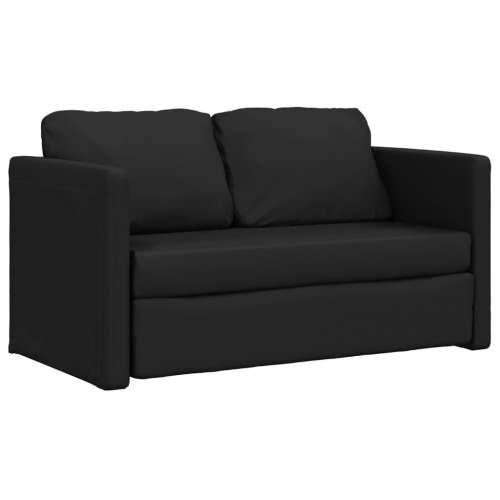 Podni kauč na razvlačenje 2-u-1 crni 112x174x55 cm umjetna koža - Crna Cijena