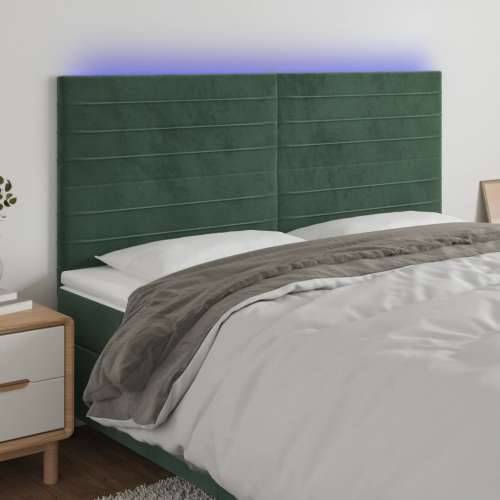 LED uzglavlje tamnozeleno 180x5x118/128 cm baršunasto - Tamnozelena 180 x 5 x 118/128 cm 1 Cijena