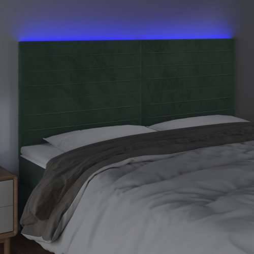LED uzglavlje tamnozeleno 180x5x118/128 cm baršunasto - Tamnozelena 180 x 5 x 118/128 cm 1 Cijena