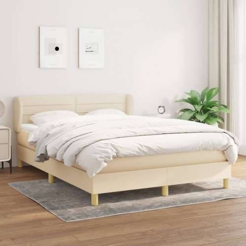 Krevet s oprugama i madracem krem 140 x 190 cm od tkanine - Krema 140 x 190 cm vodoravne pruge Cijena