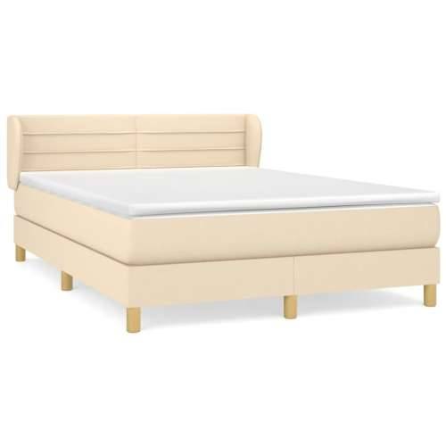Krevet s oprugama i madracem krem 140 x 190 cm od tkanine - Krema 140 x 190 cm vodoravne pruge Cijena