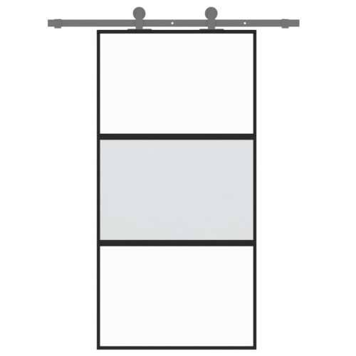Klizna vrata crna 102,5x205 cm od kaljenog stakla i aluminija - Crna, prozirna i mat 102.5 x 205 cm 1 2 vodoravne šipke Cijena