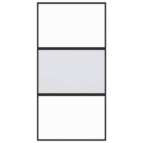 Klizna vrata crna 102,5x205 cm od kaljenog stakla i aluminija - Crna, prozirna i mat 102.5 x 205 cm 1 2 vodoravne šipke Cijena