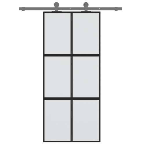 Klizna vrata crna 90 x 205 cm od kaljenog stakla i aluminija - Crna i mat 90 x 205 cm 1 Rešetke 3 x 2 Cijena