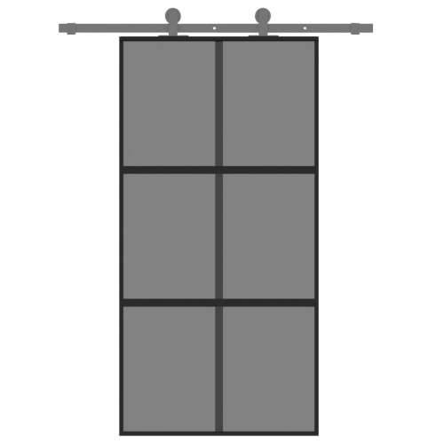 Klizna vrata crna 102,5x205 cm od kaljenog stakla i aluminija Cijena