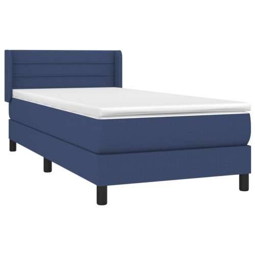 Krevet s oprugama i madracem plavi 90 x 190 cm od tkanine - Plava 90 x 190 cm vodoravne pruge Cijena