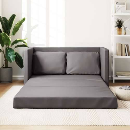 Podni kauč na razvlačenje 2-u-1 sivi 112x174x55 cm umjetna koža - Siva Cijena