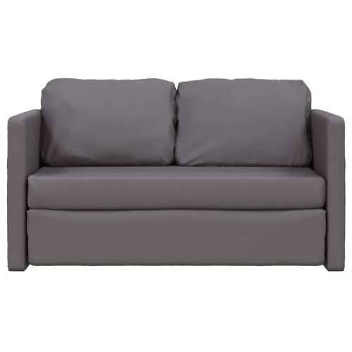 Podni kauč na razvlačenje 2-u-1 sivi 112x174x55 cm umjetna koža - Siva Cijena