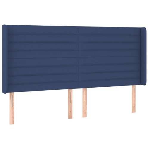 Krevet box spring s madracem LED plavi 180x200 cm od tkanine - Plava 180 x 200 cm vodoravne pruge Cijena