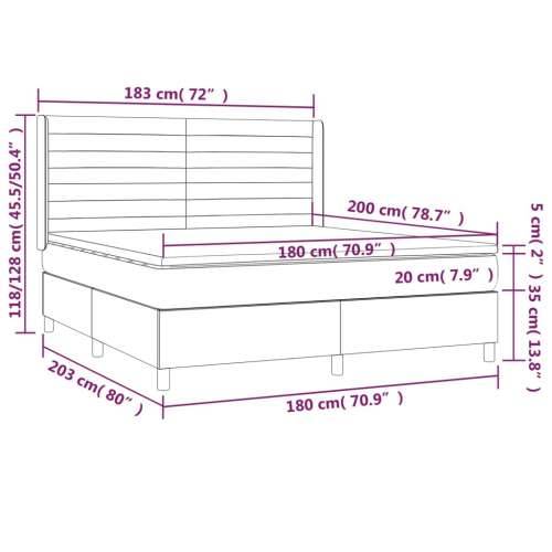 Krevet box spring s madracem LED plavi 180x200 cm od tkanine - Plava 180 x 200 cm vodoravne pruge Cijena