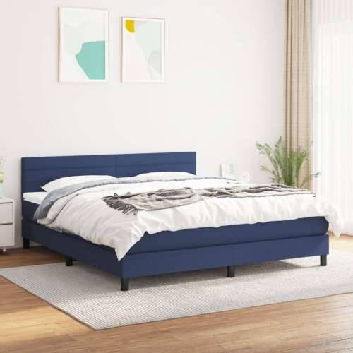 Krevet s oprugama i madracem plavi 180x200 cm od tkanine - Plava 180 x 200 cm vodoravne pruge Cijena
