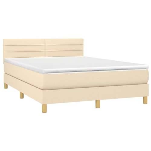Krevet s oprugama i madracem krem 140 x 190 cm od tkanine Krema 140 x 190 cm vodoravne pruge Cijena