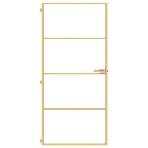 Sobna vrata tanka zlatna 93x201,5 cm kaljeno staklo i aluminij - Zlatna i mat 93 x 201.5 cm 1 3 vodoravne šipke Cijena