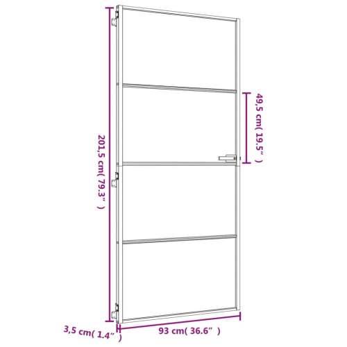 Sobna vrata tanka zlatna 93x201,5 cm kaljeno staklo i aluminij - Zlatna i mat 93 x 201.5 cm 1 3 vodoravne šipke Cijena