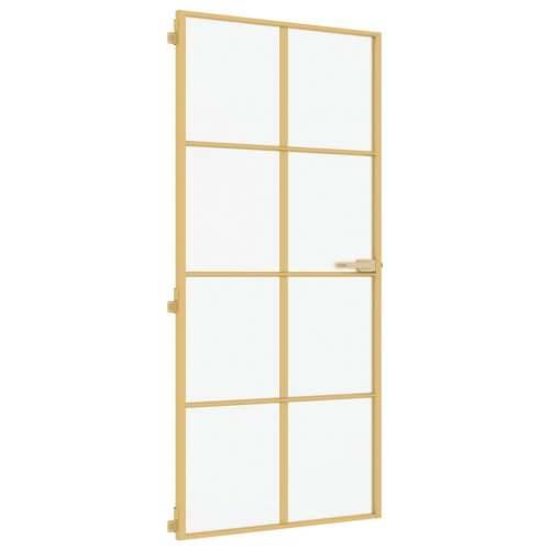 Sobna vrata tanka zlatna 93x201,5 cm kaljeno staklo i aluminij - Zlatna i mat 93 x 201.5 cm 1 Mreže 4 x 2 Cijena