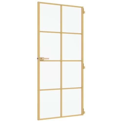 Sobna vrata tanka zlatna 93x201,5 cm kaljeno staklo i aluminij - Zlatna i mat 93 x 201.5 cm 1 Mreže 4 x 2 Cijena