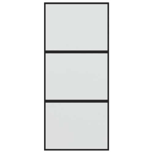 Klizna vrata crna 90 x 205 cm od kaljenog stakla i aluminija - Crna i mat 90 x 205 cm 1 2 vodoravne šipke Cijena