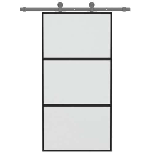 Klizna vrata crna 102,5x205 cm od kaljenog stakla i aluminija - Crna i mat 102.5 x 205 cm 1 2 vodoravne šipke Cijena