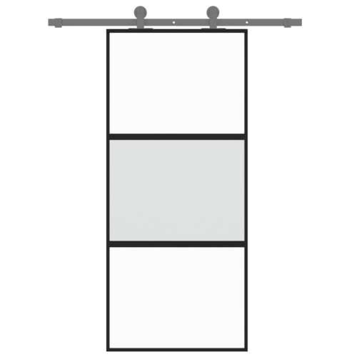 Klizna vrata crna 90 x 205 cm od kaljenog stakla i aluminija - Crna, prozirna i mat 90 x 205 cm 1 2 vodoravne šipke Cijena