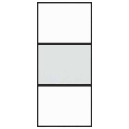 Klizna vrata crna 90 x 205 cm od kaljenog stakla i aluminija - Crna, prozirna i mat 90 x 205 cm 1 2 vodoravne šipke Cijena