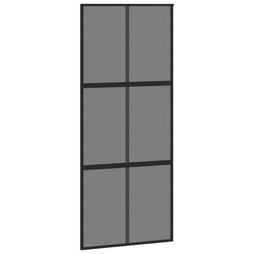 Klizna vrata crna 90 x 205 cm od kaljenog stakla i aluminija Cijena