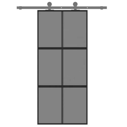 Klizna vrata crna 90 x 205 cm od kaljenog stakla i aluminija - Crna 90 x 205 cm 1 Rešetke 3 x 2 Cijena