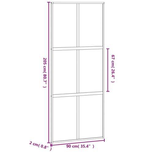 Klizna vrata crna 90 x 205 cm od kaljenog stakla i aluminija - Crna 90 x 205 cm 1 Rešetke 3 x 2 Cijena