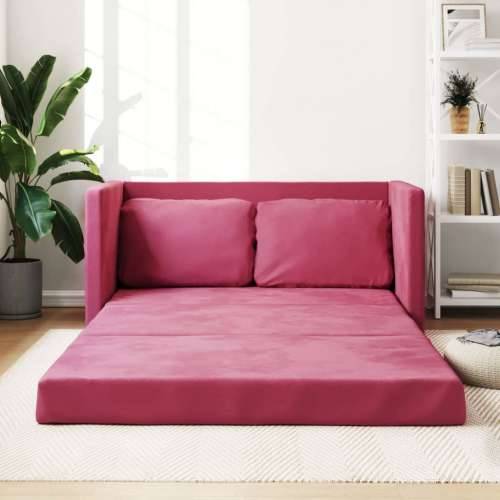 Podni kauč na razvlačenje 2-u-1 boja vina 122x204x55 cm baršun - boja crnog vina Cijena