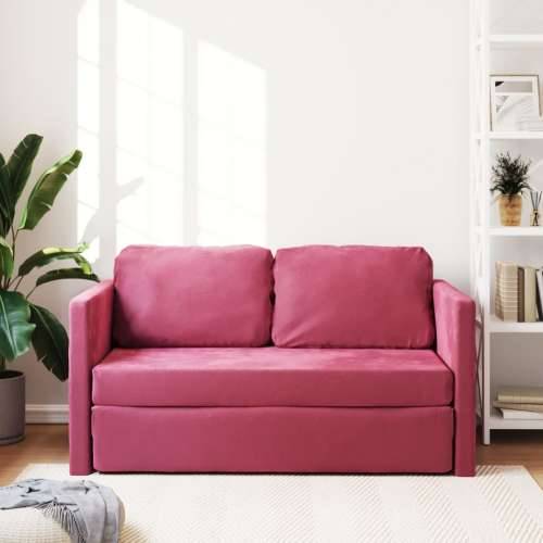 Podni kauč na razvlačenje 2-u-1 boja vina 122x204x55 cm baršun - boja crnog vina Cijena
