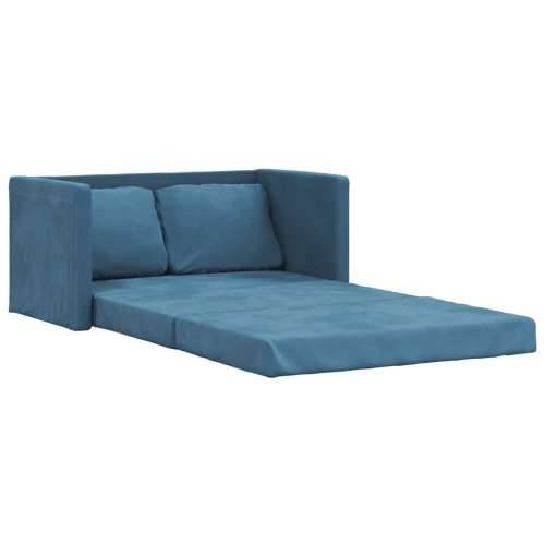 Podni kauč na razvlačenje 2-u-1 plavi 122x204x55 cm baršunasti - Plava Cijena
