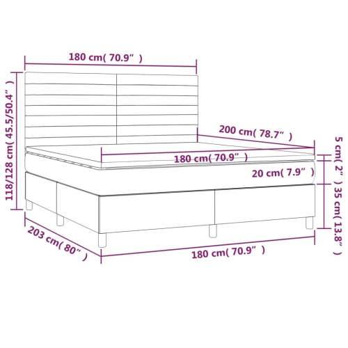 Krevet box spring s madracem LED plavi 180x200 cm od tkanine - Plava 180 x 200 cm vodoravne pruge Cijena