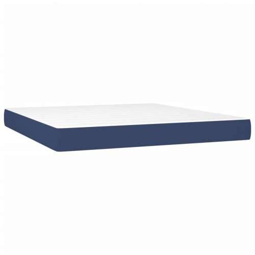 Krevet s oprugama i madracem plavi 160x200 cm od tkanine - Plava 160 x 200 cm vodoravne pruge Cijena