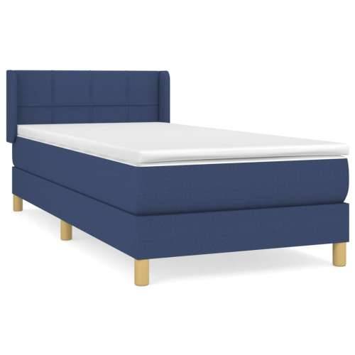 Krevet s oprugama i madracem plavi 90 x 190 cm od tkanine - Plava 90 x 190 cm Blok s kvadratima Cijena