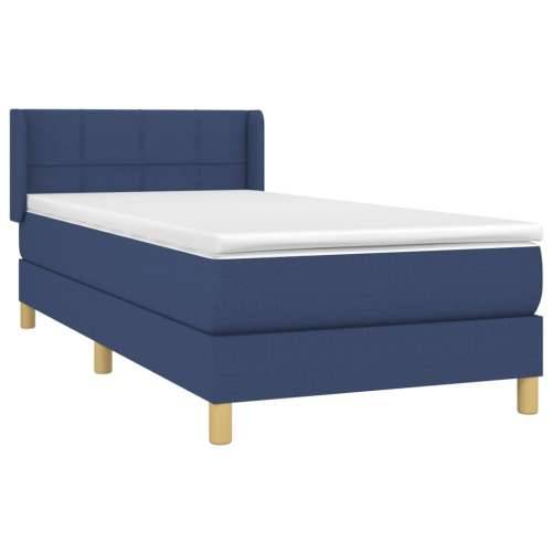 Krevet s oprugama i madracem plavi 90 x 190 cm od tkanine - Plava 90 x 190 cm Blok s kvadratima Cijena