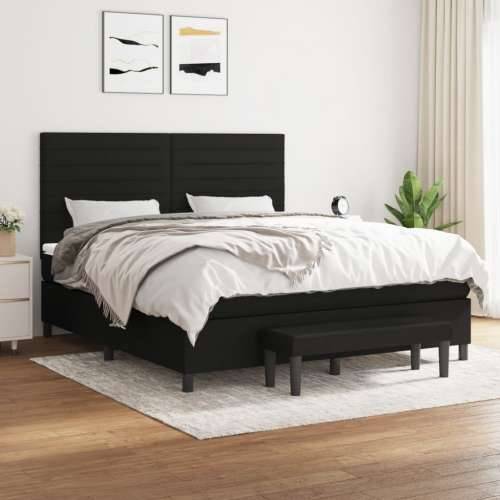 Krevet s oprugama i madracem crni 160x200 cm od tkanine - Crna 160 x 200 cm vodoravne pruge Cijena