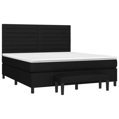 Krevet s oprugama i madracem crni 160x200 cm od tkanine - Crna 160 x 200 cm vodoravne pruge Cijena