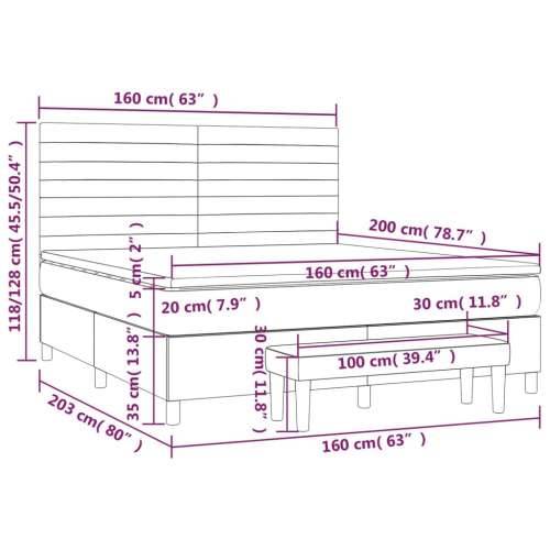 Krevet s oprugama i madracem crni 160x200 cm od tkanine - Crna 160 x 200 cm vodoravne pruge Cijena